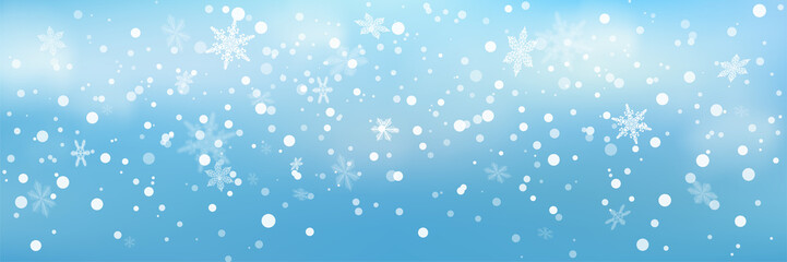 Fototapeta na wymiar Sunshine And Snowflakes. Snowflakes in the Sun . A beautiful winter day. Widescreen winter holiday banner
