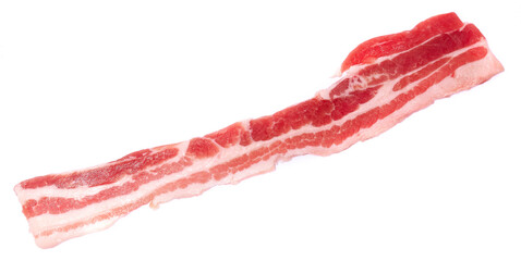 Raw uncooked Bacon Slices isolated On White Background 