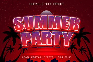 Summer Party Editable Text Effect 3 Dimension Emboss Modern Style