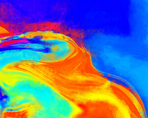 Abstract rainbow liquid background. Bright paint splashes. Multicolor texture. Artwork for graphic design.