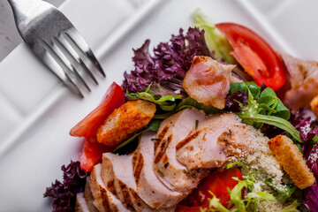 Caesar salad with meat