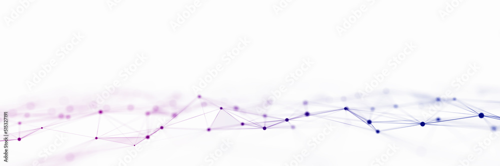 Fototapete Dynamic wave with connected dots and lines. Digital wave background concept. Abstract technology background. Big data visualization. 3D rendering.