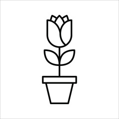 tulip icon vector, simple flower sign and symbol on white background.