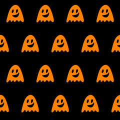 Orange black ghost seamless pattern background for wrapping paper