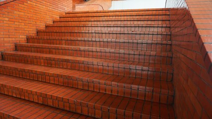 retro vintage staircase with beautiful brick motifs