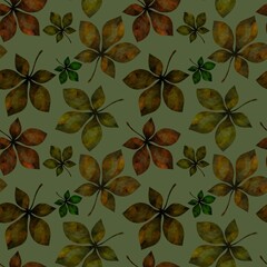 Obraz premium Autumn seamless chestnut leaves pattern for fabrics and wrapping paper and clothes print and kids