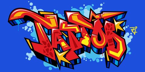 Red Abstract Urban Graffiti Street Art Word Tattoo Lettering Vector Illustration Template Element