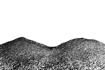 Sand hills. Mountains silhouette. Black grainy texture isolated on white background. Dust overlay. Dark noise granules. Digitally generated image. Vector design elements. Illustration, Eps 10.