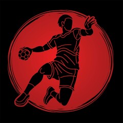 Handball Sport Male Player Action Cartoon Graphic Vector