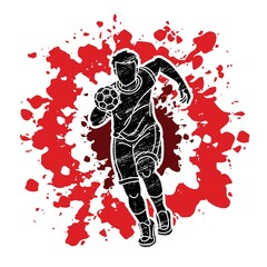 Handball Sport Male Player Action Cartoon Graphic Vector