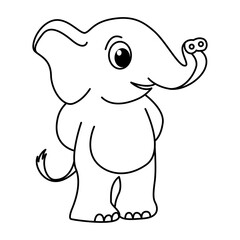 Cute elephant cartoon coloring page illustration vector. For kids coloring book.