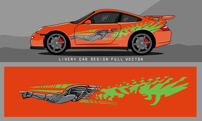 car livery design with cool graphics and a combination of red and gray colors for vehicles, branding and cutting stickers	