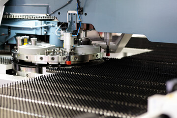 industrial CNC turret punching machine close up