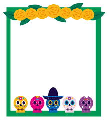 メキシコの死者の日のイラストのフレーム、フォトフレーム