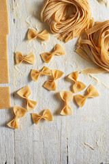 Freshly-cut home made tagliatelle pasta