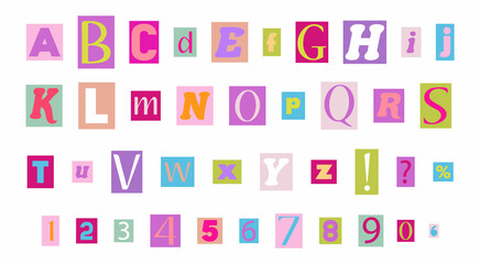 Clipping alphabet in y2k style