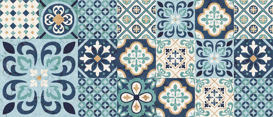 Seamless colorful patchwork Moroccan tile. motifs Majolica pottery tile. Portuguese and Spain decor...