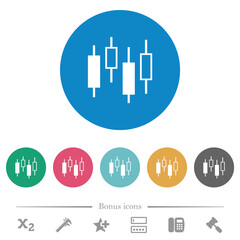 Candlestick chart flat round icons