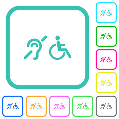 hearing impaired and wheelchair symbols vivid colored flat icons