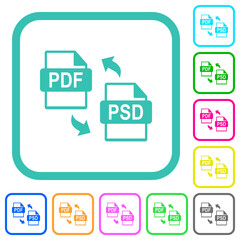 PDF PSD file conversion vivid colored flat icons