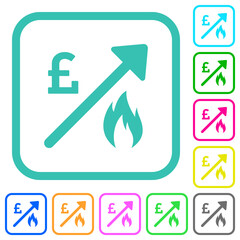 Rising gas energy english Pound prices vivid colored flat icons
