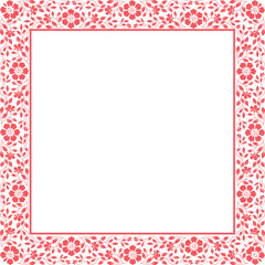 Decorative frame Elegant vector element for design in Eastern style, place for text. Floral pink and white border. Lace illustration for invitations and greeting cards