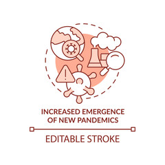 Increased emergence of new pandemics terracotta concept icon. Overpopulation abstract idea thin line illustration. Isolated outline drawing. Editable stroke. Arial, Myriad Pro-Bold fonts used