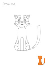 Simple Stroke Kitty Cat Silhouette Photo Drawing Skills For Kids A3/A4/A5 suitable format size. Print it by yourself at home and enjoy!