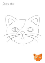 Simple Stroke Kitty Cat Silhouette Photo Drawing Skills For Kids A3/A4/A5 suitable format size. Print it by yourself at home and enjoy!