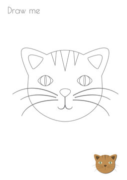 Simple Stroke Kitty Cat Silhouette Photo Drawing Skills For Kids A3/A4/A5 suitable format size. Print it by yourself at home and enjoy!