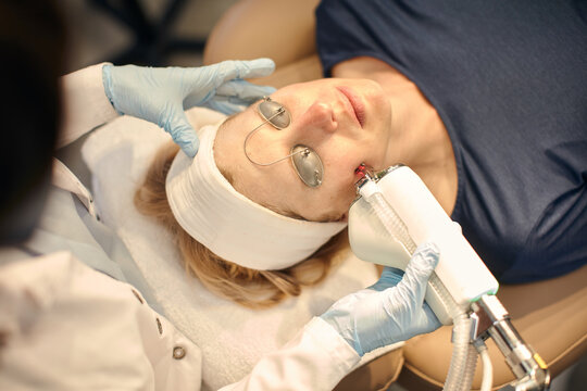 Close-up of woman having IPL Therapy 