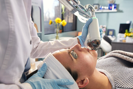 Close-up of woman having IPL Therapy  