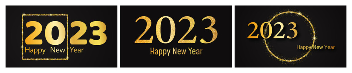 2023 Happy New Year gold background