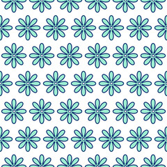 Minimal Retro Geometric Style Daisy Flowers Seamless Trendy Pattern Chic Fashion Colors Perfect for Allover Fabric Print