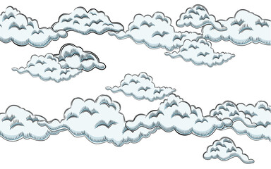 Hand drawn style simple gray cloud vector illustration sketch design on white background