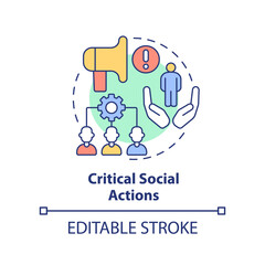Critical social actions concept icon. Illness information. Pandemic preparedness abstract idea thin line illustration. Isolated outline drawing. Editable stroke. Arial, Myriad Pro-Bold fonts used