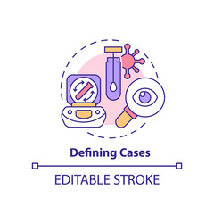 Defining cases concept icon. Tracking infection. Disease monitoring abstract idea thin line illustration. Isolated outline drawing. Editable stroke. Arial, Myriad Pro-Bold fonts used