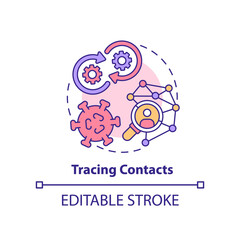 Tracing contacts concept icon. Infection spreading. Disease monitoring abstract idea thin line illustration. Isolated outline drawing. Editable stroke. Arial, Myriad Pro-Bold fonts used