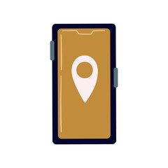 Vector element. Smartphone navigator, Map, navigation. Consept of hiking, tourism, camping.