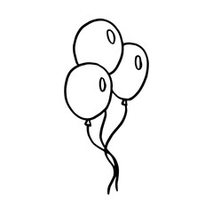 Doodle hand-drawn birthday balloon . Vector illustration