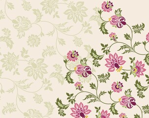Obraz premium Colorful paisley floral pattern , textile swatch , India 