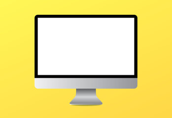 3D, computer screen display isolated on yellow background