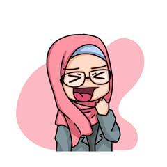 Beautiful Muslim Women Wearing Hijab Illustration.