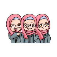 Beautiful Muslim Women Wearing Hijab Illustration.