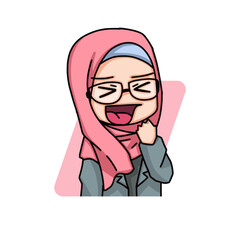 Beautiful Muslim Women Wearing Hijab Illustration.