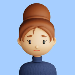 3D cartoon avatar of smiling young woman - 515342905