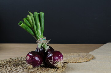 red onions on table