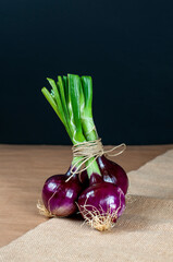 red onions on table