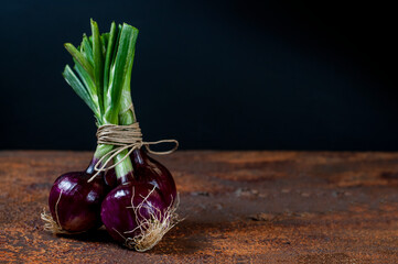 red onions on table