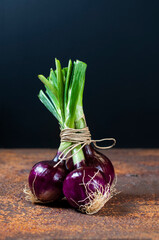 red onions on table
